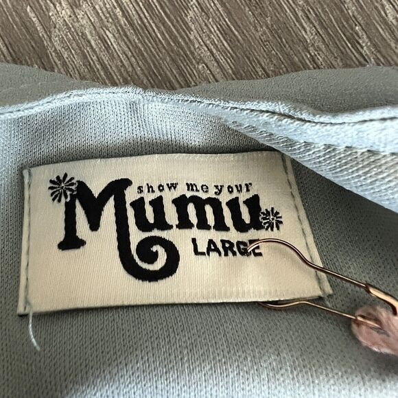 Show Me Your Mumu Large Kendall Maxi Dress Silver Sage Crisp - Picture 3 of 8